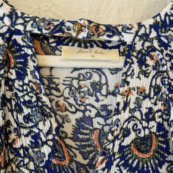 Altar’d State Blue Orange White Boho Sleeveless Swing Dress Size Medium - Picture 3 of 12